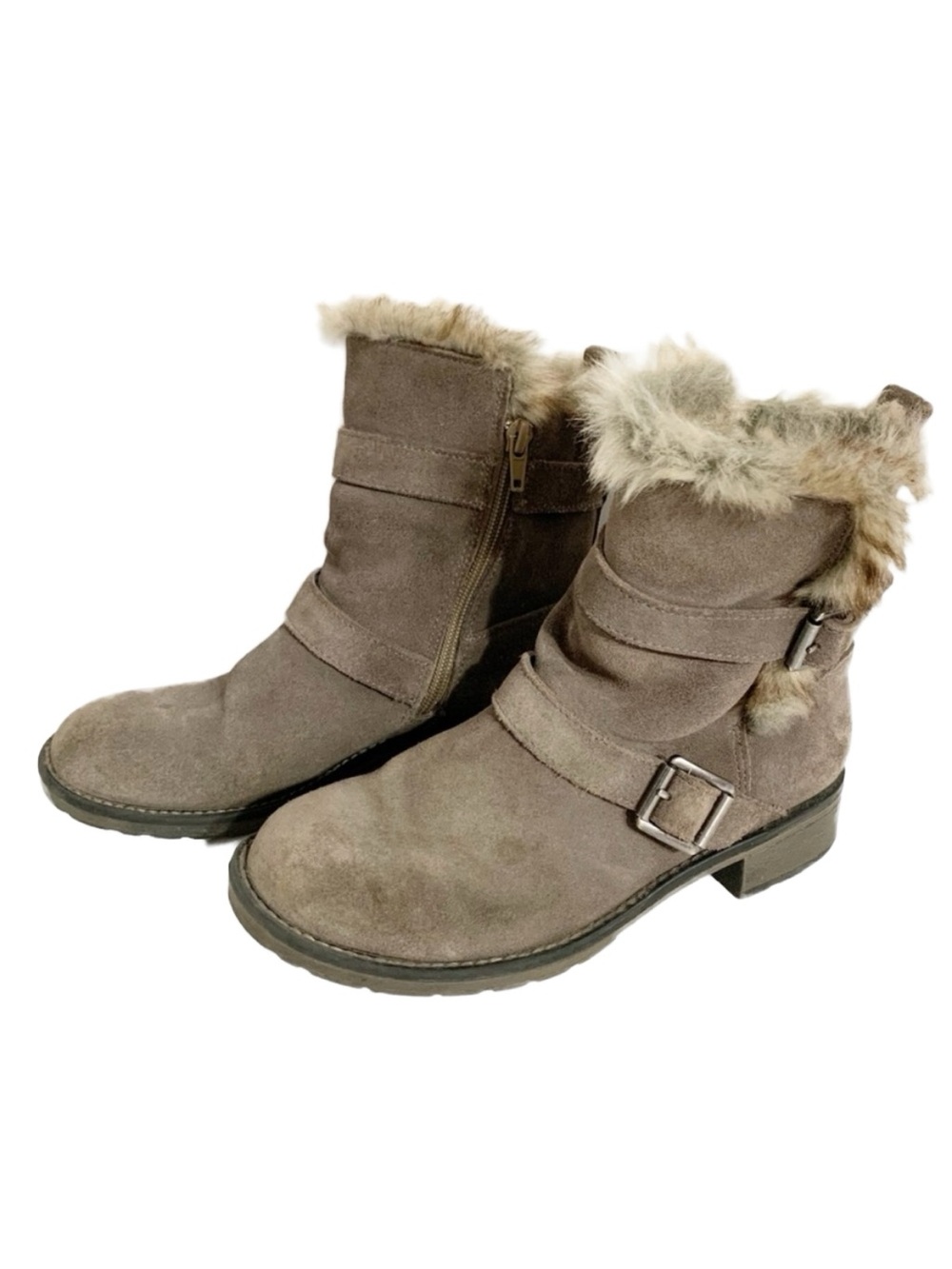 GH Bass & Co. Mara Fur Lined Suede Leather Waterproof Bootie Strap and Buckle